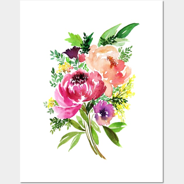 Peony Bouquet Wall Art by jayennecuaart